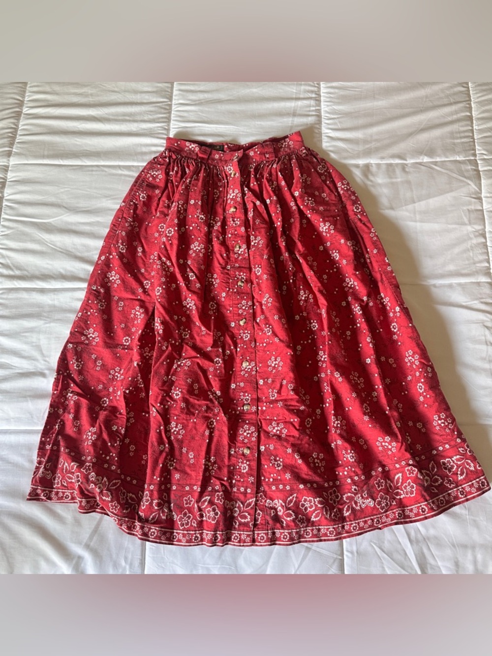 Vtg Eddie Bauer floral button down midi skirt